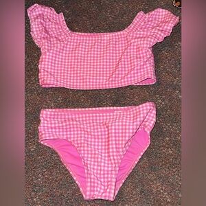 Baby gap 2 piece gingham pink bikini size 5